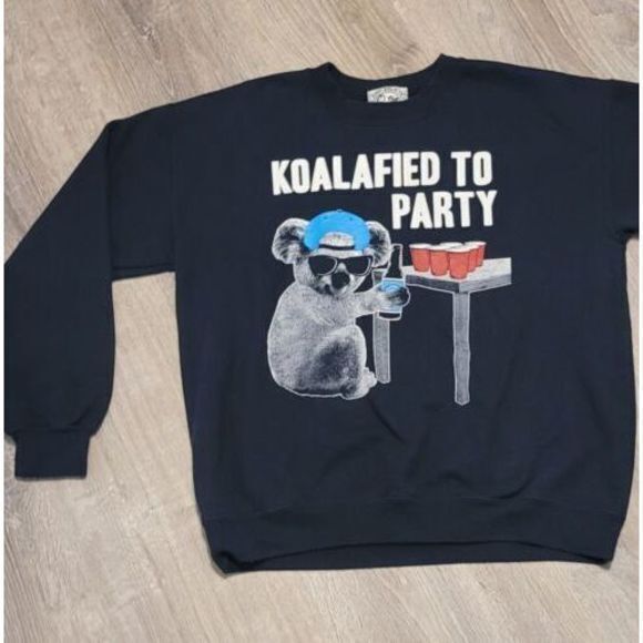 Riot-Society Koalafied-To-Party Party-Animal Sweatshirt Medium Black‎ - Picture 1 of 9